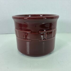 Longaberger Pottery Woven Traditions Heritage Red Burgundy Small Crock USA Made